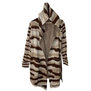 MAXSPORT Hooded Long Waterfall Cardigan Brown XS